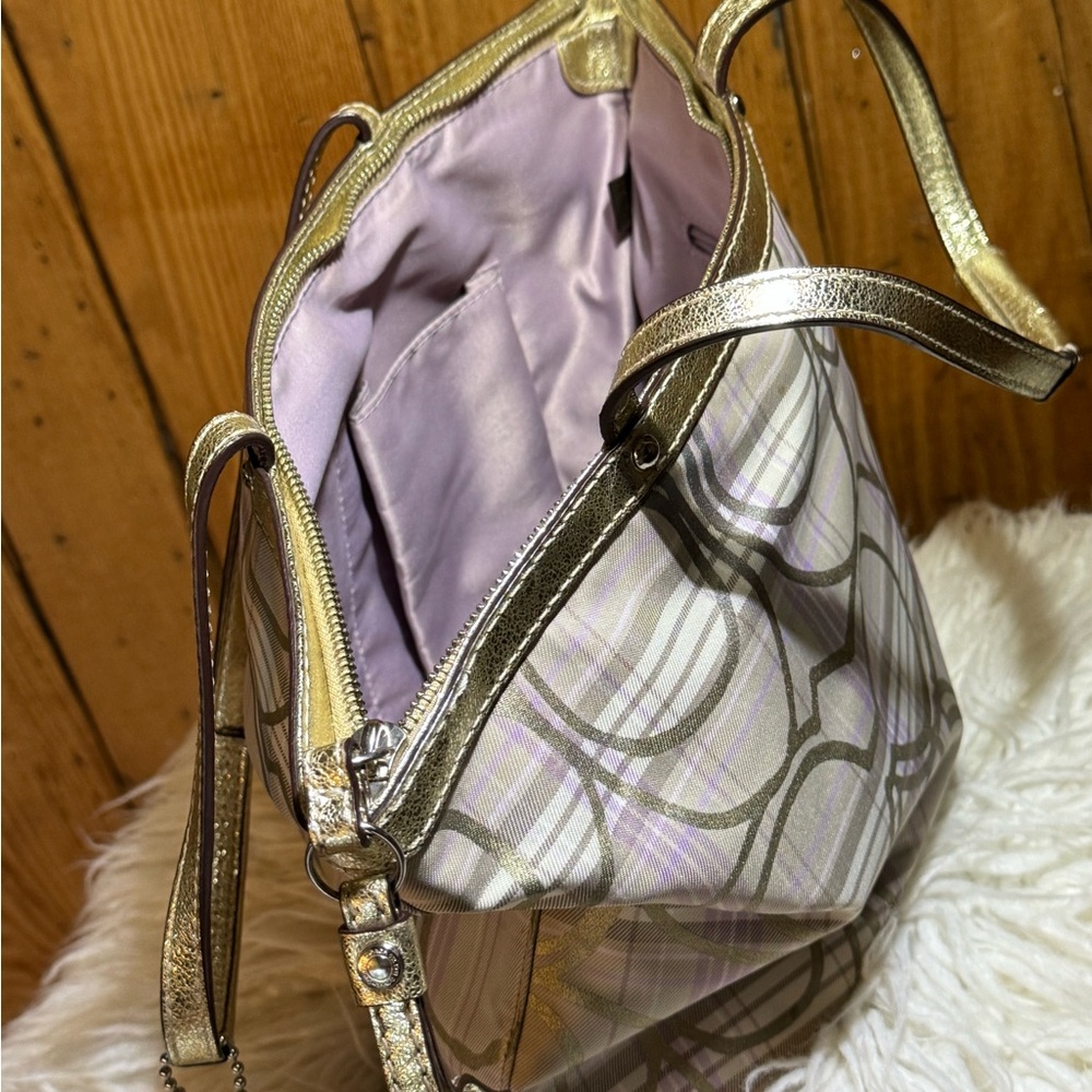 Coach F17474 Signature Multicolor Tartan Tote Shoulder Bag - Picture 12 of 14